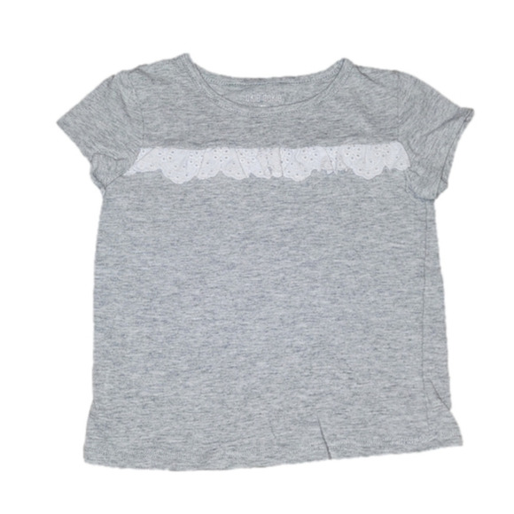 okie dokie Other - OKIE DOKIE Grey Short Sleeve Tee with White Eyelet Lace Ruffle